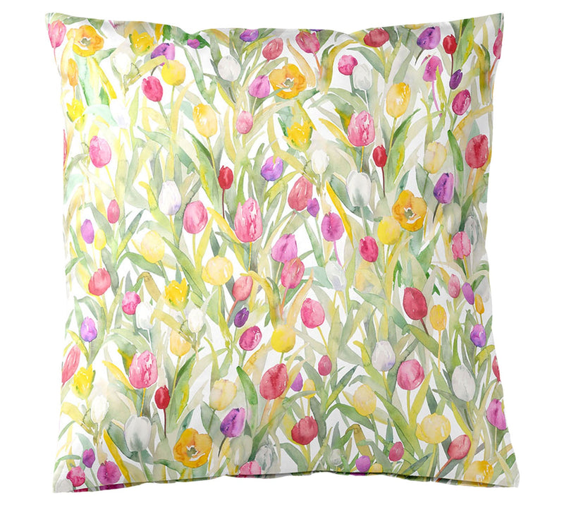 Mako Batist Bettwäsche Tulpen mit Blumenmotiv – Weiß