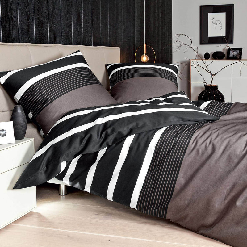 Satin-Bettwäsche Modernclassic 8468 nougat-schwarz