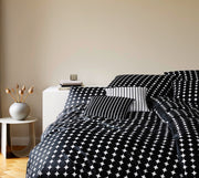 Mako Satin Bettwäsche Bubbles mit Kreis-Muster – Schwarz-Weiß