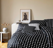 Mako Satin Bettwäsche Bubbles mit Kreis-Muster – Schwarz-Weiß