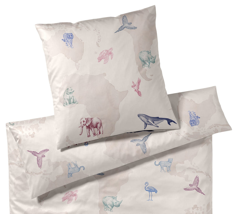 Mako Satin Bettwäsche Explorer mit Tiermotiven – Sand