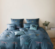 Mako Satin Bettwäsche Explorer mit Tiermotiven – Ozeanblau