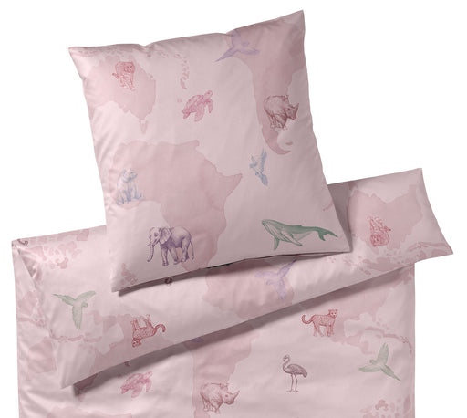 Mako Satin Bettwäsche Explorer mit Tiermotiven – Rose