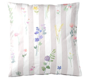 Mako Satin Bettwäsche Flowerstripe mit Blumen und Blockstreifen – Natur