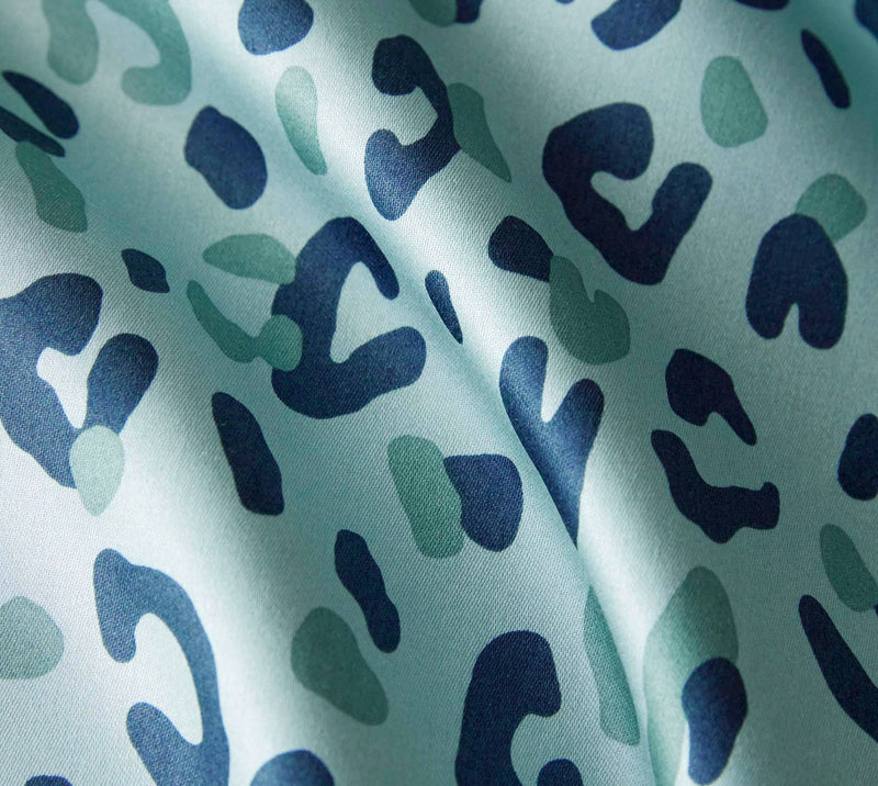 Mako Satin Bettwäsche Leolook mit Leo-Muster – Aquagrün