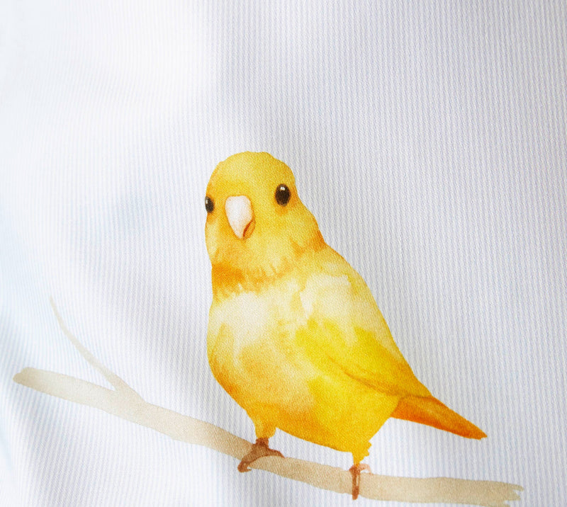 Mako Satin Bettwäsche Lovebirds mit Vogelmotiv – Blau