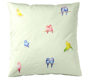 Mako Satin Bettwäsche Lovebirds mit Vogelmotiv – Lindgrün