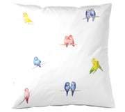 Mako Satin Bettwäsche Lovebirds mit Vogelmotiv – Weiß