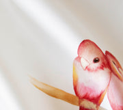 Mako Satin Bettwäsche Lovebirds mit Vogelmotiv – Weiß