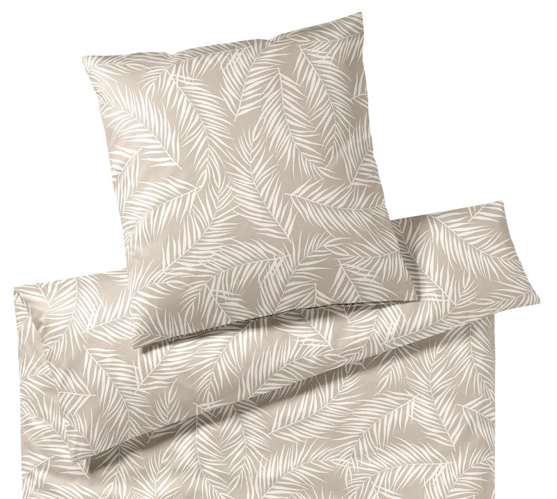 Mako Satin Bettwäsche Maison Leaves mit Palmblatt-Motiv – Natur