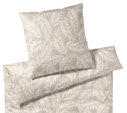 Mako Satin Bettwäsche Maison Leaves mit Palmblatt-Motiv – Natur