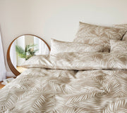 Mako Satin Bettwäsche Maison Leaves mit Palmblatt-Motiv – Natur