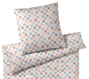 Mako Satin Bettwäsche Scrabble mit Schachbrett-Karo – Natur