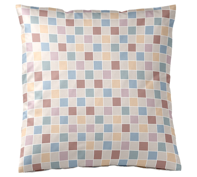 Mako Satin Bettwäsche Scrabble mit Schachbrett-Karo – Natur