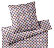 Mako Satin Bettwäsche Scrabble mit Schachbrett-Karo – Merlot