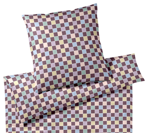 Mako Satin Bettwäsche Scrabble mit Schachbrett-Karo – Merlot