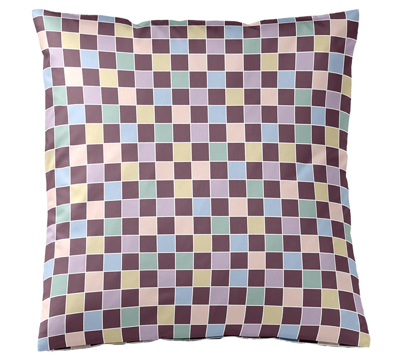Mako Satin Bettwäsche Scrabble mit Schachbrett-Karo – Merlot