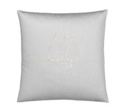 Mako Satin Kissenbezug It's You & Me mit Katzenstickerei – Creme