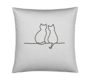 Mako Satin Kissenbezug It's You & Me mit Katzenstickerei – Anthrazit