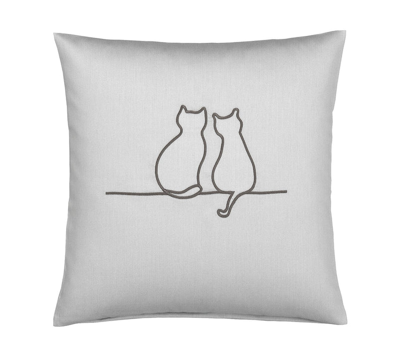Mako Satin Kissenbezug It's You & Me mit Katzenstickerei – Anthrazit
