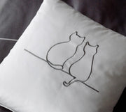 Mako Satin Kissenbezug It's You & Me mit Katzenstickerei – Anthrazit