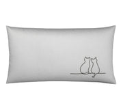 Mako Satin Kissenbezug It's You & Me mit Katzenstickerei – Anthrazit