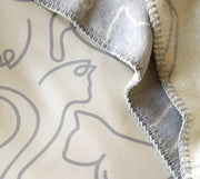 Mako Satin Wende-Bettwäsche Cats mit Katzensilhouetten – Creme-Grau