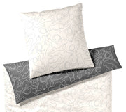 Mako Satin Wende-Bettwäsche Cats mit Katzensilhouetten – Creme-Grau