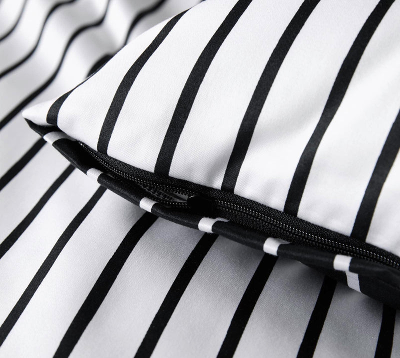 Mako Satin Wende-Bettwäsche Lined mit Streifen – Schwarz-Weiß