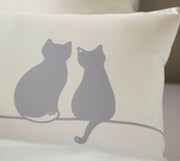Mako Satin Wende-Bettwäsche You & Me mit Katzenmotiv – Creme