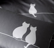 Mako Satin Wende-Bettwäsche You & Me mit Katzenmotiv – Anthrazit