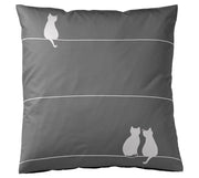 Mako Satin Wende-Bettwäsche You & Me mit Katzenmotiv – Anthrazit