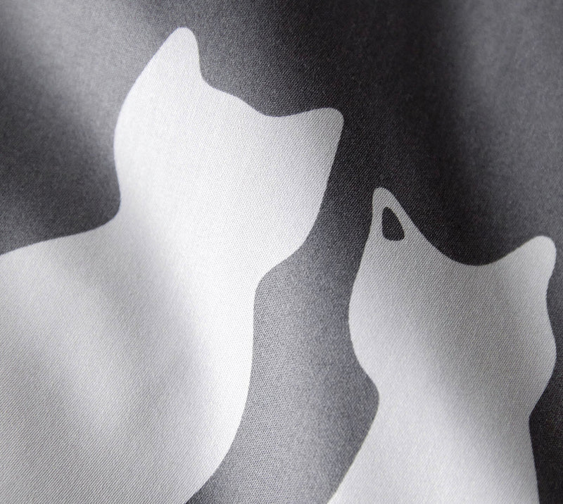 Mako Satin Wende-Bettwäsche You & Me mit Katzenmotiv – Anthrazit