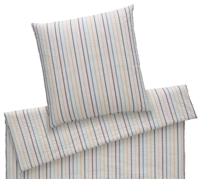 Seersucker Bettwäsche Paula mit Streifen – Multi-Blau