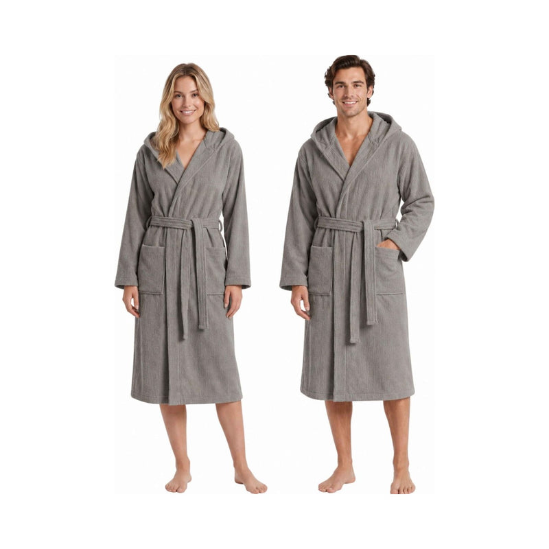 Jules: Microcotton-Bademantel für Damen und Herren mit Kapuze – Taupe