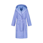 Jana: kurzer & leichter Skylight-Bademantel Damen mit Kapuze – Blau