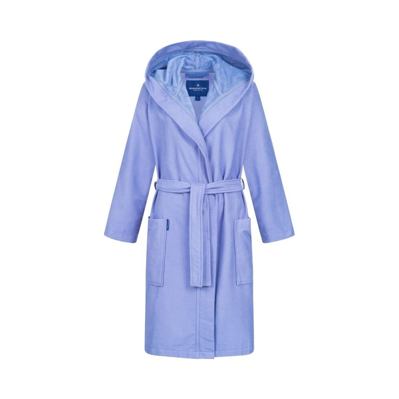 Jana: kurzer & leichter Skylight-Bademantel Damen mit Kapuze – Blau