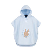 Hase: Poncho für Kinder mit Kapuze aus Luxus Baumwolle – Blau