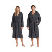 Jules: Microcotton-Bademantel für Damen und Herren mit Kapuze – Anthrazit