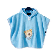 Bär: Poncho für Kinder mit Kapuze aus Luxus Baumwolle – Blau