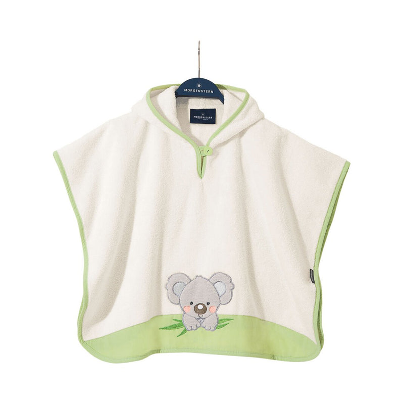 Koala: Poncho für Kinder mit Kapuze aus Luxus Baumwolle – Grün
