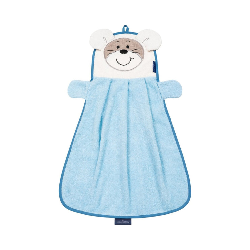 Maus: Funtowel für Kinder aus Baumwolle – Blau
