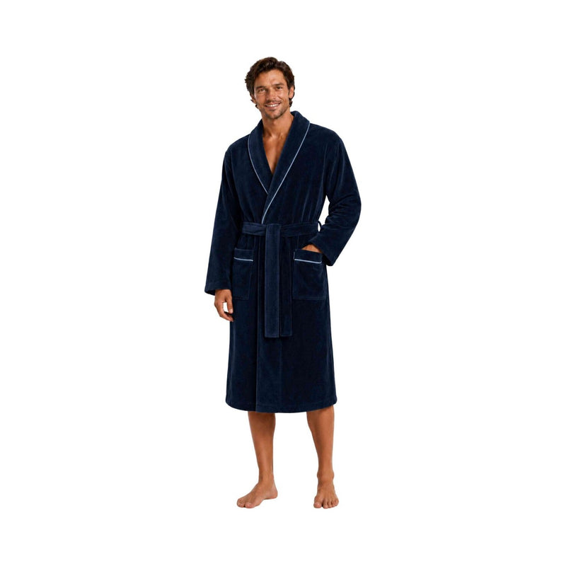 BO: Multifaser-Bademantel Herren mit Schalkragen - Test "sehr gut" – Marine/Blau