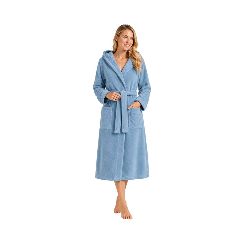 Geena 2: Multifaser-Bademantel Damen mit Kapuze - Test "sehr gut" – Jeansblau