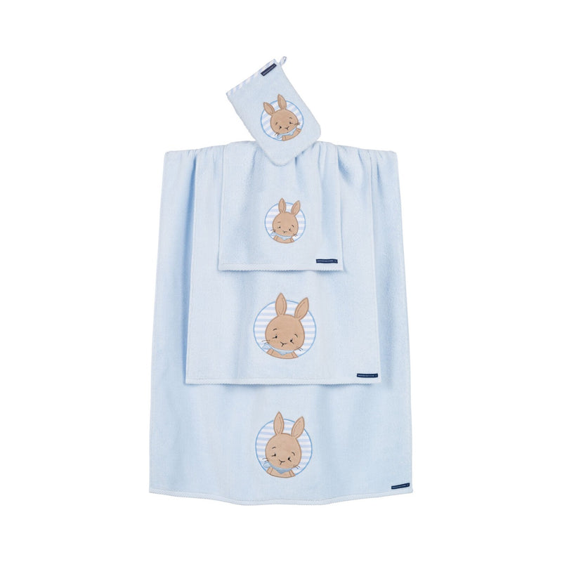 Hase: Handtuch-Serie für Kinder aus Luxus Baumwolle – Blau