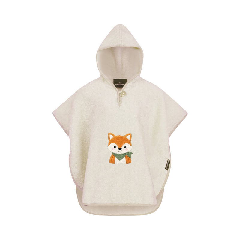 Fuchs: Poncho für Kinder mit Kapuze in Microcotton-Qualität – Beige