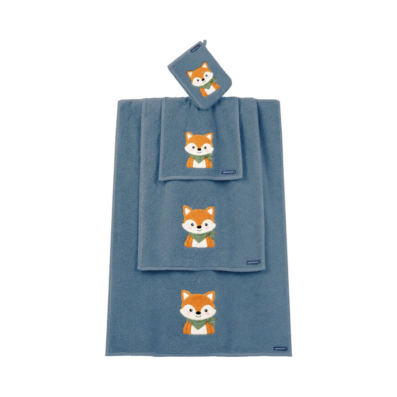 Fuchs: Handtuch-Serie für Kinder aus Microcotton – Blau