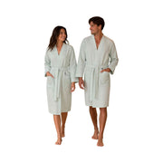 Sascha: kurzer Waffelpikee-Kimono-Bademantel für Damen und Herren - Leicht, weich, saugfähig & atmungsaktiv – Mint