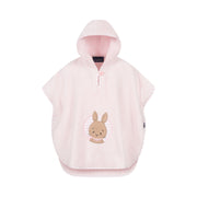 Hase: Poncho für Kinder mit Kapuze aus Luxus Baumwolle – Rosa