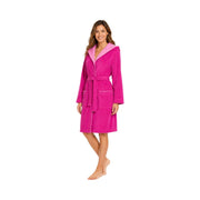 Ronja: kurzer & leichter Skylight-Bademantel Damen mit Kapuze – Fuchsia